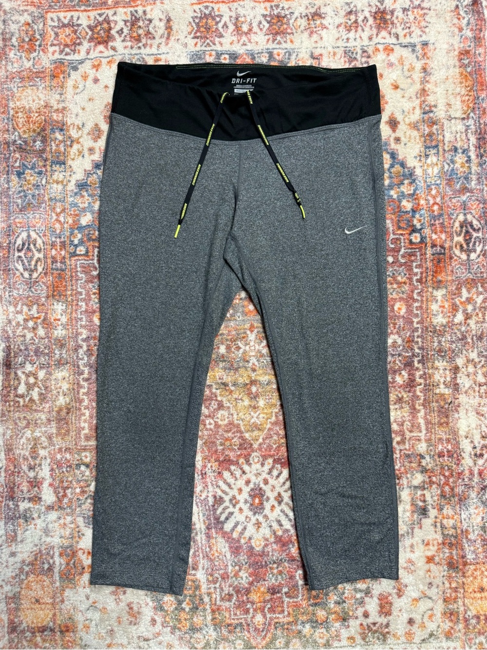 Nike Running Dri-FIT Leggings Gray Black Size Large Athletic Workout Pants
